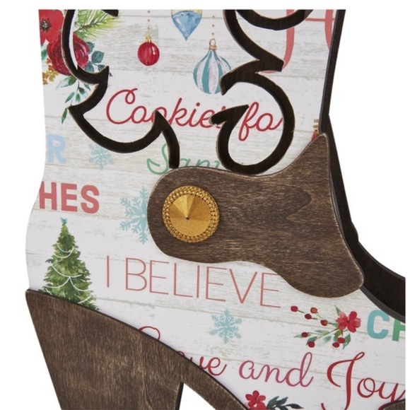 The Pioneer Woman Multi-Color Holiday Wooden Tabletop Christmas Decorative Boot - Picture 6 of 6